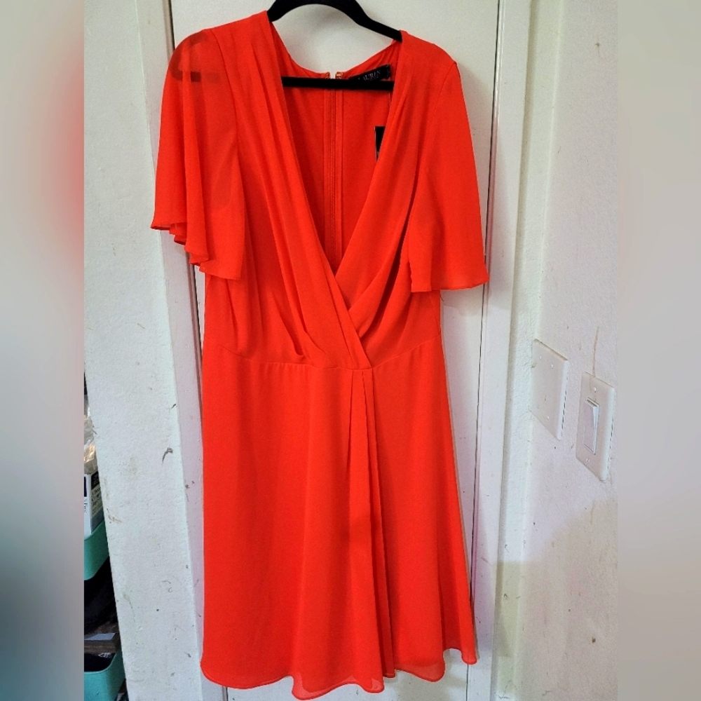 Lauren Ralph Lauren Black Label Red‎ Surplice Dress Size 12
